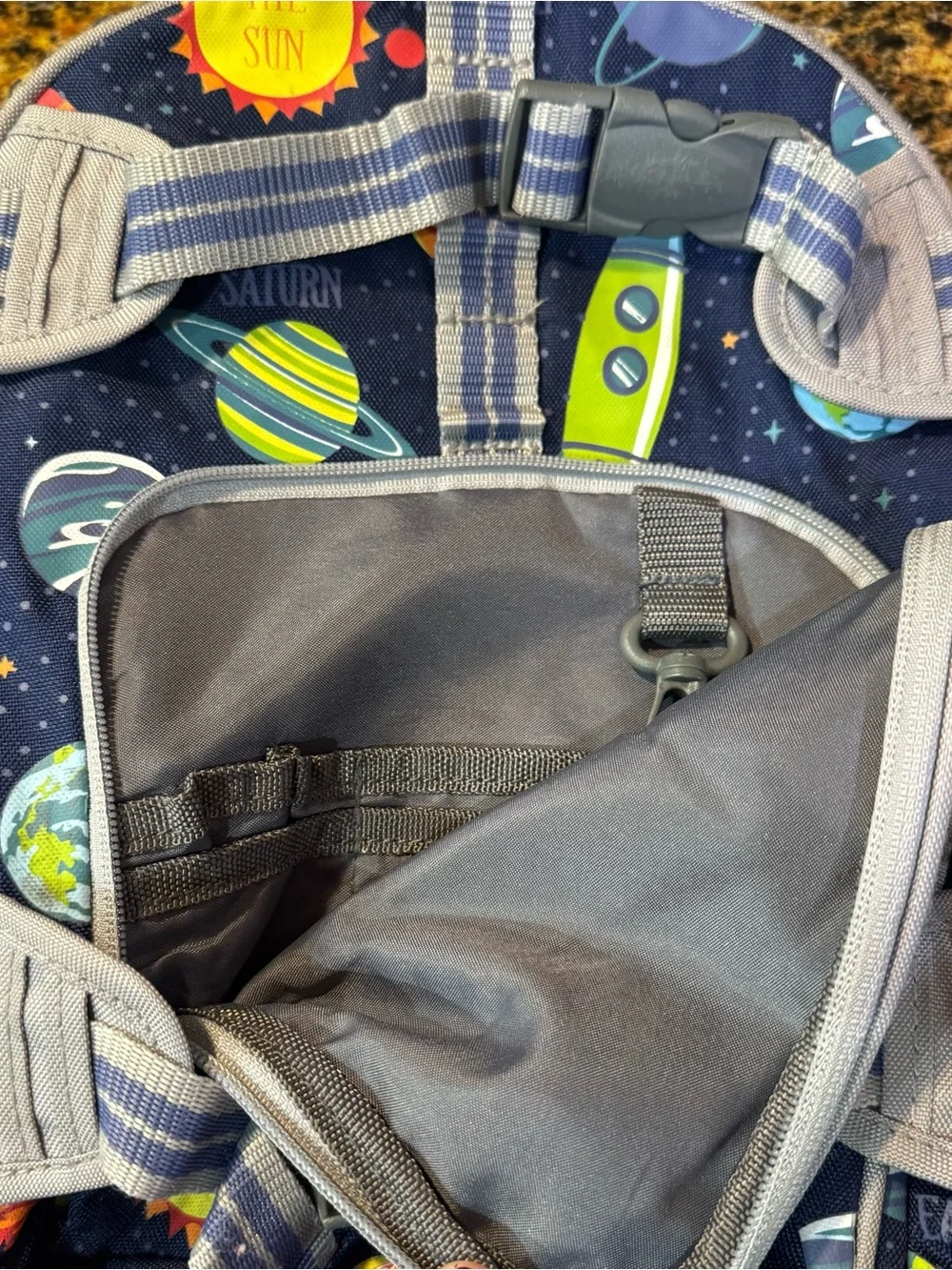 Pottery Barn Kids Mackenzie Small Backpack Navy Solar System Planets Rocket Ship